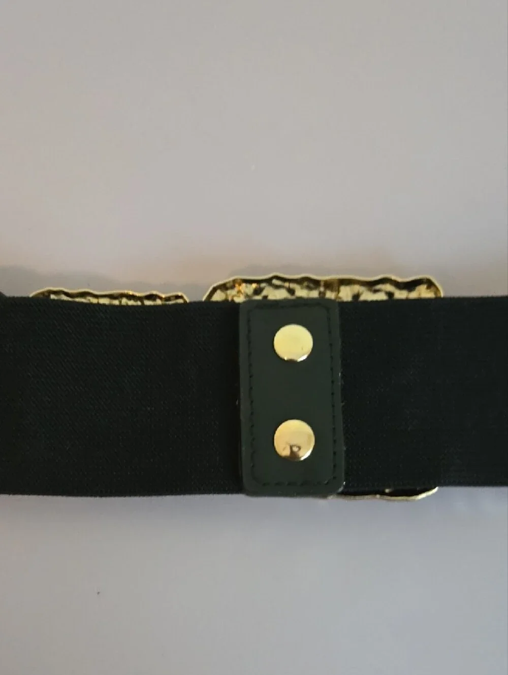 Gold-Link Accent Black Elastic Waist Belt